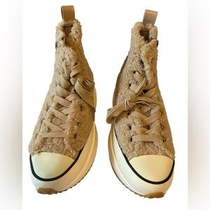 Steve Madden Tan High-Top Sneakers with Cozy Lining
